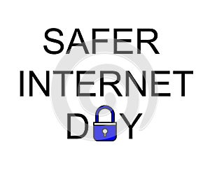 Safer Internet Day symbol  sign or logo. Padlock design. White background.