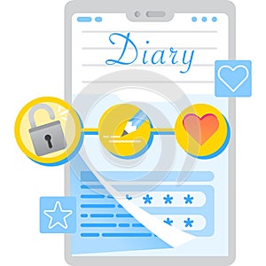 Safest electronic diary mobile app vector icon