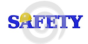 SAFETY 3D Text - Blue with Yellow Hardhat