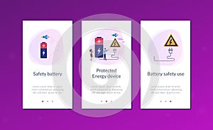 Safety battery app interface template.