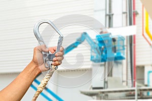 Safety belt lock in Hand.Safety