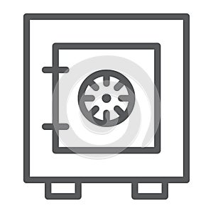 Safety box line icon, safe and security, strongbox sign, vector graphics, a linear pattern on a white background.