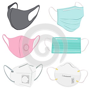 Safety breathing masks. Industrial safety N95 mask, dust protection respirator and breathing medical respiratory mask