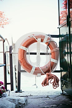 Safety buoy or lifesaver at the harbour