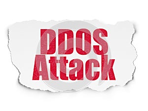 Safety concept: DDOS Attack on Torn Paper background