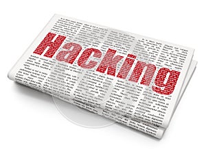 Safety concept: Hacking on Newspaper background