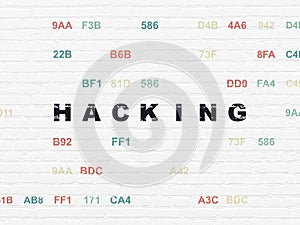 Safety concept: Hacking on wall background