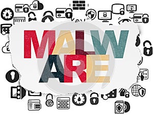 Safety concept: Malware on Torn Paper background