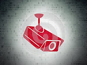 Safety concept: Cctv Camera on Digital Data Paper background