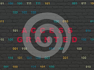 Safety concept: Access Granted on wall background