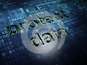 Safety concept: Protect Data on digital screen background