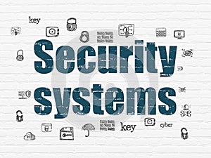 Safety concept: Security Systems on wall background