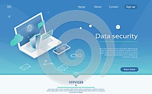 Safety and confidential data protection, concept with character saving code and check access.