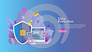 Safety and confidential data protection. VPN internet network security. Traffic encryption personal privacy concept with people