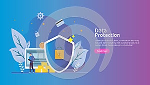 Safety and confidential data protection. VPN internet network security. Traffic encryption personal privacy concept with people