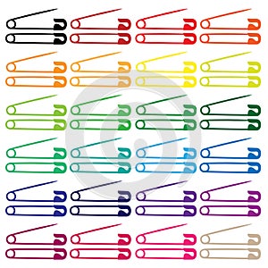 Safety and diaper pins in colors - vector photo