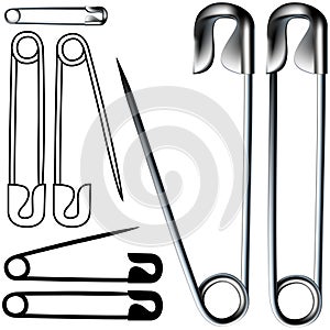 Safety and diaper pins in vector format photo