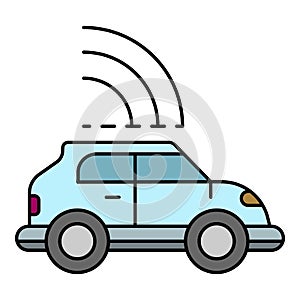 Safety driverless car icon color outline vector