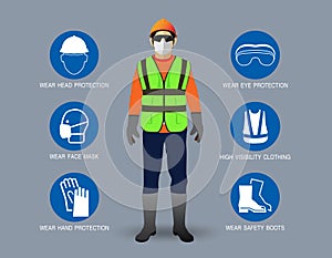 safety equipment, construction concept, Vector illustration