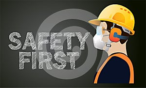 safety equipment, construction concept, Yellow safety hard hat.