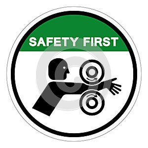 Safety First Arm Entangle Rollers Right Symbol Sign, Vector Illustration, Isolate On White Background Label .EPS10