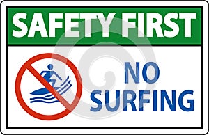 Safety First Beach Safety Sign No Surfing