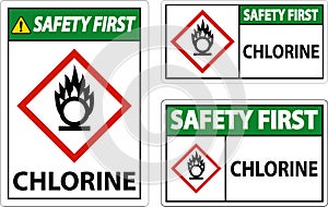 Safety First Chlorine Oxidizer GHS Sign On White Background