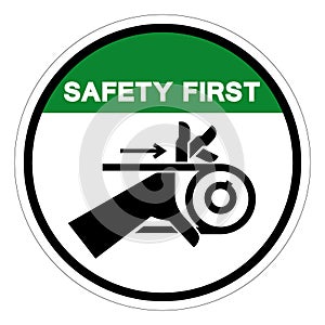 Safety First Hand Entanglement Belt Drive Symbol Sign, Vector Illustration, Isolate On White Background Label .EPS10