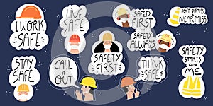 Safety first Industrial hand drawn lettering set photo