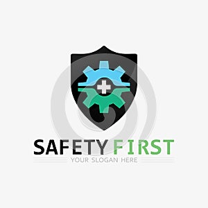 safety first logo icon vector design and illustration graphic sign