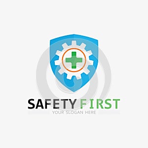 safety first logo icon vector design and illustration graphic sign