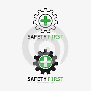 safety first logo icon vector design and illustration graphic sign