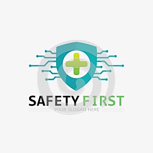 safety first logo icon vector design and illustration graphic sign