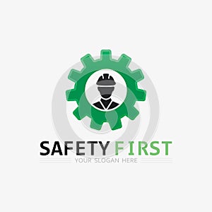 safety first logo icon vector design and illustration graphic sign