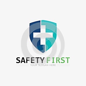 safety first logo icon vector design and illustration graphic sign