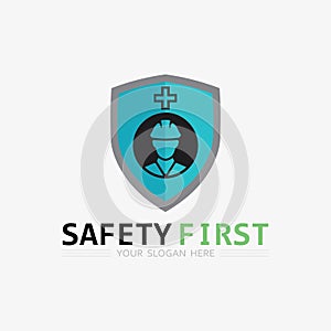 safety first logo icon vector design and illustration graphic sign