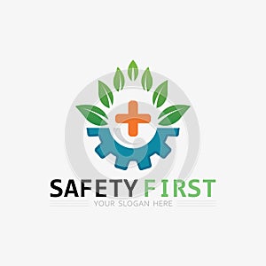 safety first logo icon vector design and illustration graphic sign