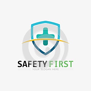 safety first logo icon vector design and illustration graphic sign