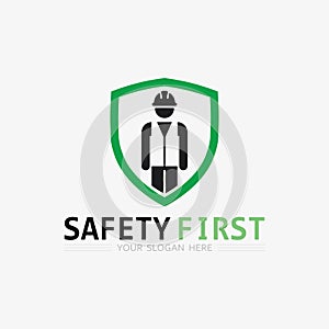 safety first logo icon vector design and illustration graphic sign