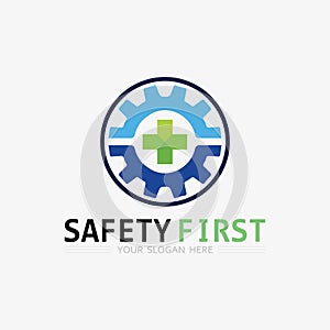 safety first logo icon vector design and illustration graphic sign