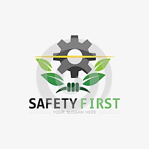 safety first logo icon vector design and illustration graphic sign