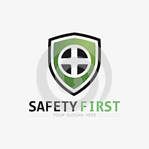 safety first logo icon vector design and illustration graphic sign