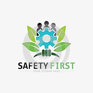 safety first logo icon vector design and illustration graphic sign