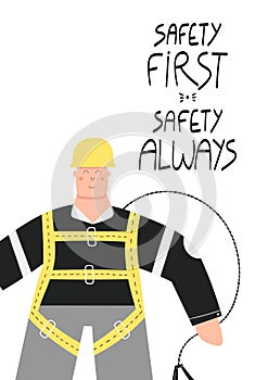 Safety first Safety always poster with Industrial worker photo