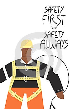 Safety first Safety always poster with Industrial worker photo