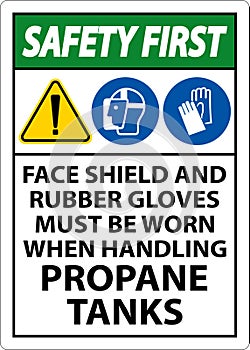 Safety First PPE Required When Handling Propane Tanks Sign