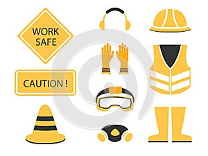 Safety first set and under construction symbol