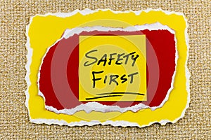 Safety first sign dangerous security caution risk workplace message