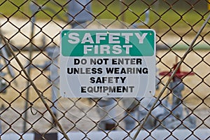 Safety First sign at natural gas production site