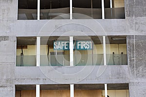 Safety First Sign on worker's home un Dubai